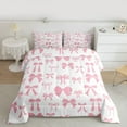 thumbnail image 2 of jejeloiu Pink Ribbon Bowknot Full Size Comforter Sets,Cute Cartoon Bow Bedding Sets For Girls Reversible 3pcs, 2 of 8