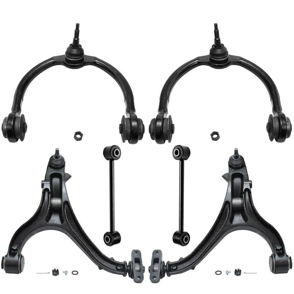 Detroit Axle - Front 6pc Control Arms Kit for 05-10 Jeep Grand Cherokee Commander, 4 Upper Lower Control Arms w/Ball Joints 2 Sway Bars 2005 2006 2007 2008 2009 2010 Replacement