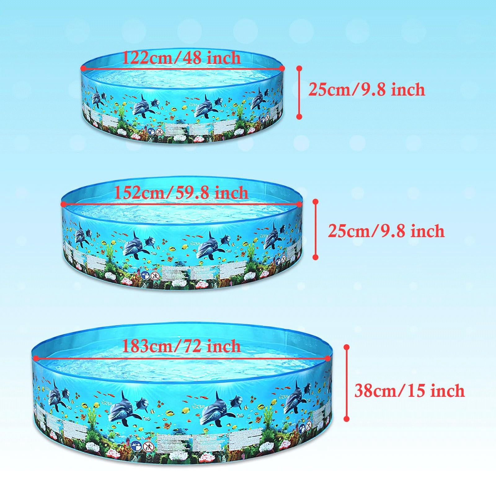 Circular Outdoor Swimming Pool,Non Inflatable Swimming Pool for Marine Life,Plastic Outdoor Swimming Pool,Foldable Circular Pool(122 * 25CM)