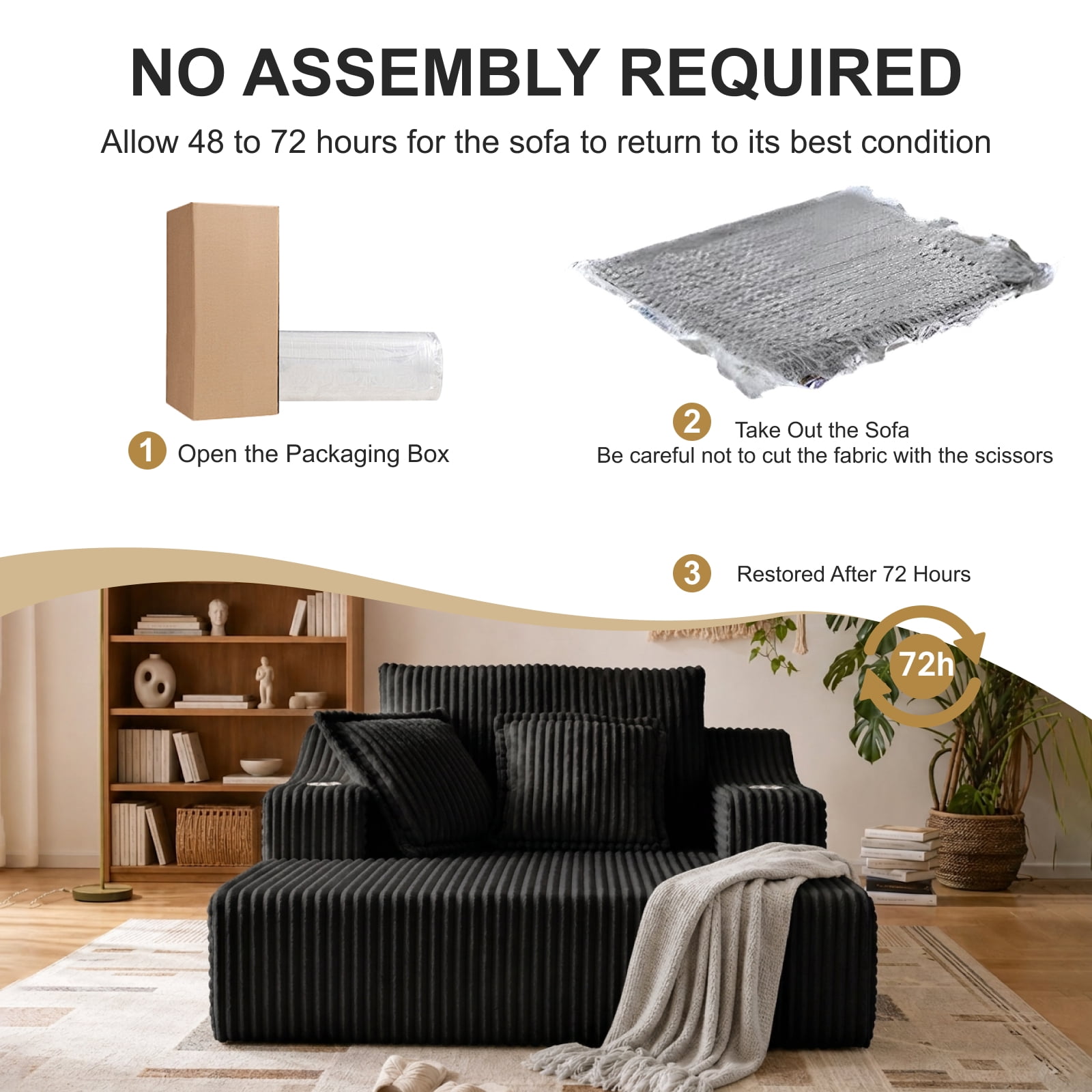 47" Wide Oversized Single Chaise Lounge Chair, 67'' Sleeper Sofa Bed with Cup Holders & 3 Pillows