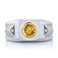 thumbnail image 2 of Gem Stone King 925 Sterling Silver Men's Solitaire Ring Citrine Moissanite (1.53 Cttw), 2 of 5