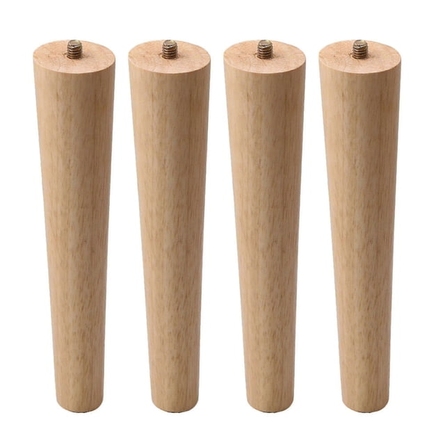 4pcs Solid Wood Round Tapered Chair Table Legs 25mm Bottom Dia M8 Thread