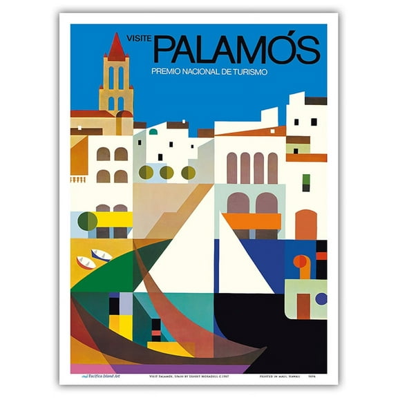 Visit Palamós Spain - Vintage Travel Poster by Ernest Moradell c.1967 - Master Art Print (Unframed) 9in x 12in