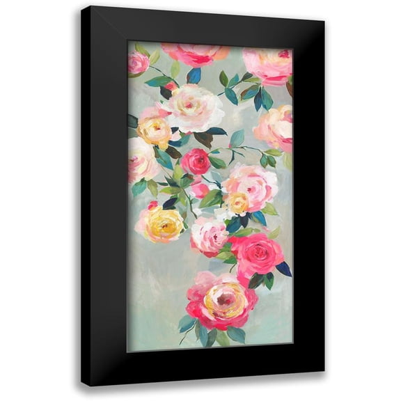 Jensen, Asia 9x14 Black Modern Framed Museum Art Print Titled - Cascade of Roses III