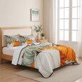 thumbnail image 4 of 3 Pieces King Quilt Set,Thanksgiving Pumpkin Fall Orange Maple Leaf Soft Bedding Sets with 1 Quilt & 2 Pillow Shams,Wood Grain Summer Bedspread Lightweight Coverlet Comforter for All Season, 4 of 8