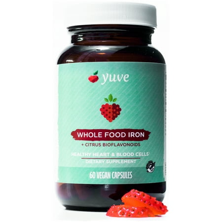 Yuve Whole Food Chelated Iron 18mg - Supports Healthy Heart & Blood Cells -