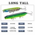 thumbnail image 2 of Topwater Pencil Fishing Lure, Walking the Dog Hard Bait with Treble Hooks for Bass Pike Fishing, Lime Silver, 3.94 Inch, 2 of 5