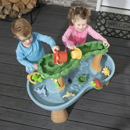 Step2 Dino Showers Gray Plastic Water Table for Toddlers with 13-piece Playset