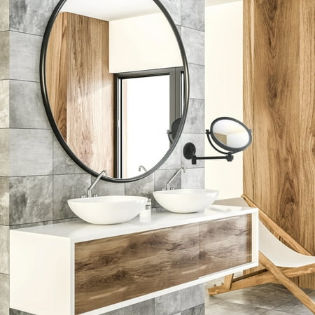 8-in Wall Mounted Extending Make-Up Mirror 3X Magnification in Venetian Bronze