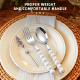 thumbnail image 4 of ROSEXIXI Silverware Set, 7 Pieces Unique Cutlery With Iridescent Ceramic Pearl Handle Stainless Steel Serving Utensils And Metal Utensils Set For Wedding Party And Modern Home Kitchen Table Decor, 4 of 6