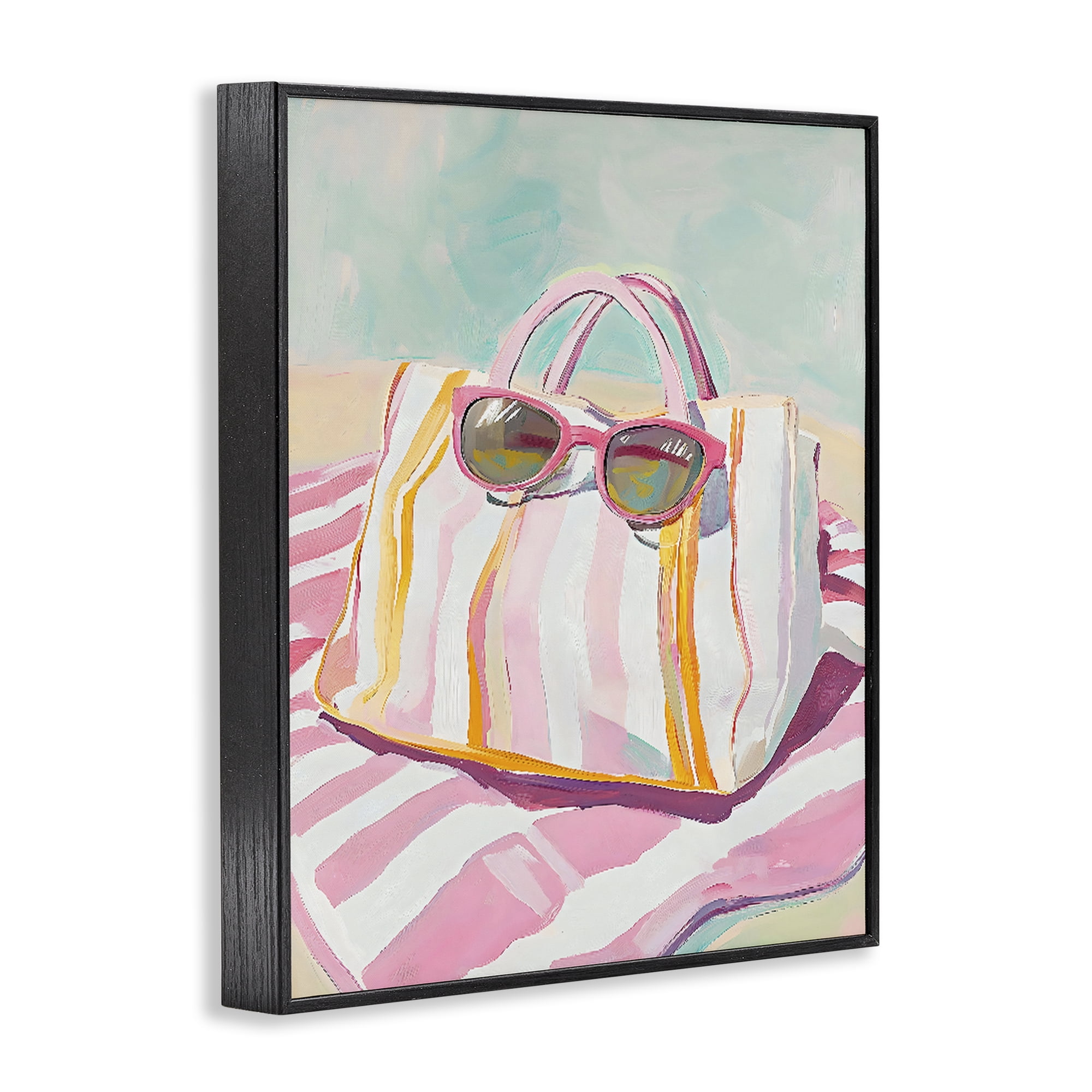 Stupell Industries Beach Bag & Sunglasses Black Framed Giclee Art, design by The Prints Vibe