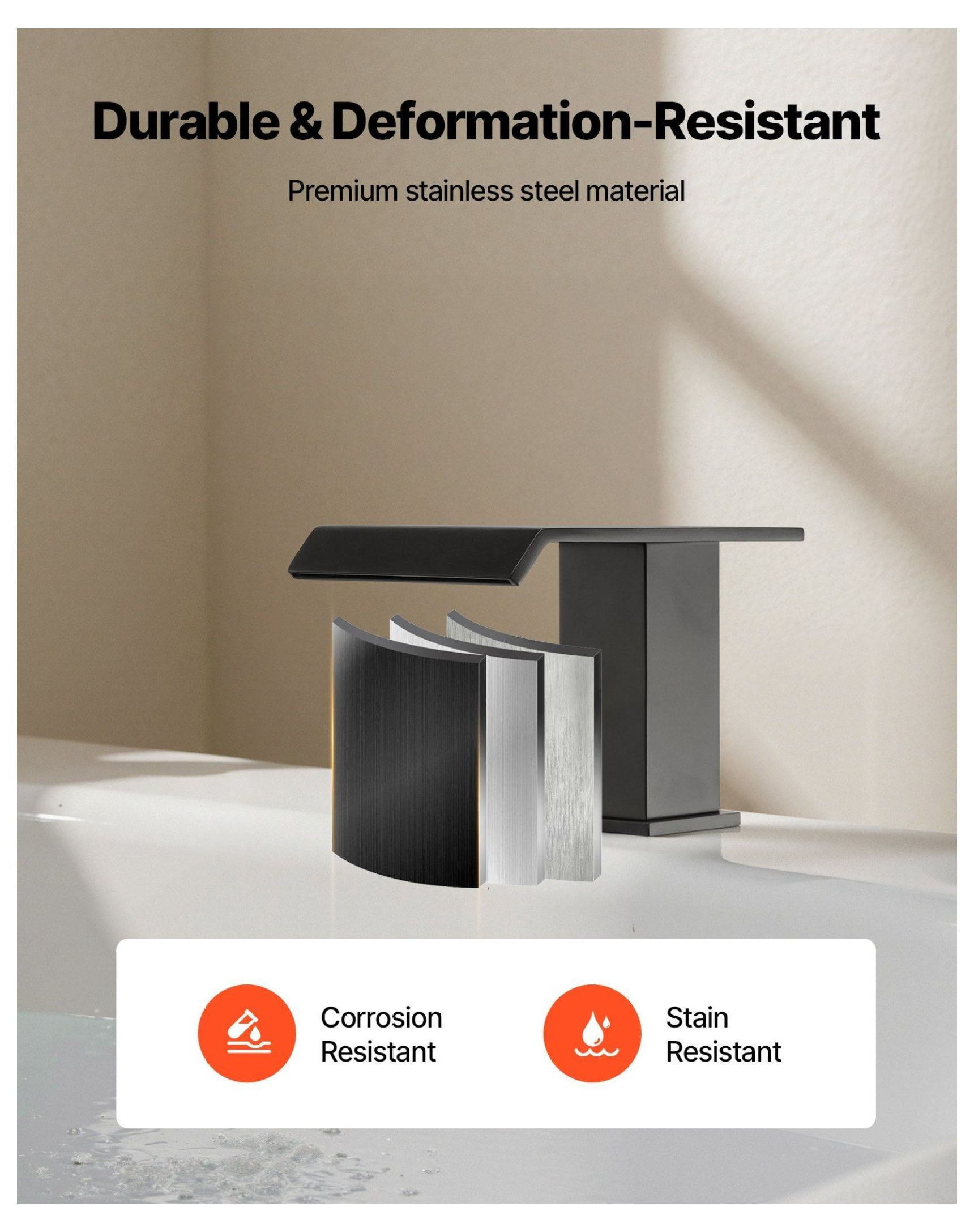 Roman Tub Faucet 3 Hole, Waterfall Bathtub Faucet with Handles, Deck Mount Tub Spout for Pet/Baby, Matte Black, Drip-Free