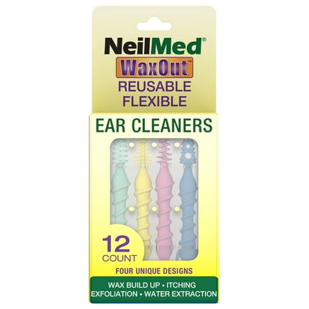 NeilMed Waxout Reusable Flexible Ear Cleaner Kit – 12 Flexible Cleaning Tools, Adult Size