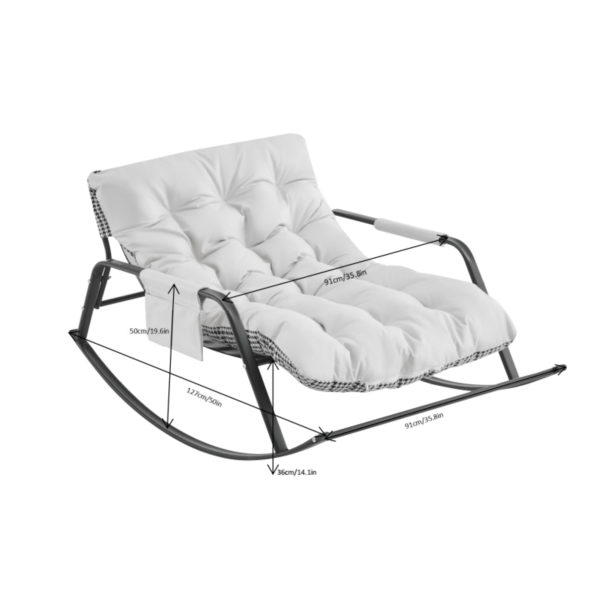 Jopath Rocking Chair with Extra-Wide Technical leather Upholstered Gliding Chair Boucle Reclining Chair, Modern Accent Chair for Living Room Nursery Bedroom -white