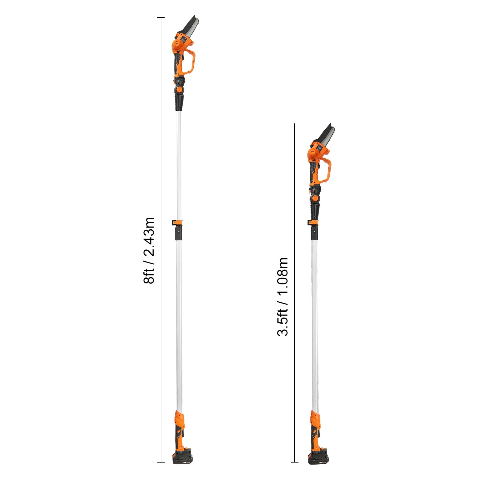 KFFKFF 2-in-1 Cordless Pole Saw & Mini Chainsaw, 20V 2Ah Battery Pole Chainsaw, 5" Cutting Capacity 8 ft Reach Pole Saw (Battery and Blade Cover Included)