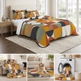 thumbnail image 6 of Queen Quilt Set 90''x96'', Luxurious Lightweight Bedspread Coverlet with 2 Pillow Shams, Abstract Middle Century European American Colors Breathable All Season Quilt Bedding for Bedroom/Guest Room, 6 of 9