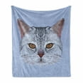 thumbnail image 1 of Cat Soft Flannel Fleece Throw Blanket, Scottish Straight Kitty Portrait Pet Companion Hipster Animal Graphic, Cozy Plush for Indoor and Outdoor Use, 60" x 80", Pale Grey Baby Blue, by Ambesonne, 1 of 6