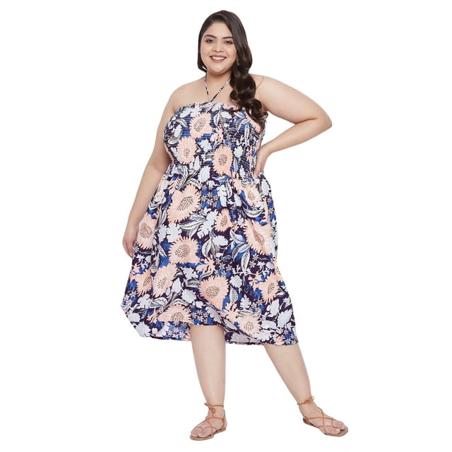 Oussum Robe Tube Courte pour Femmes Sans Manches, Robes d'Été, Multicolore