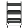 thumbnail image 3 of 3-Tier Rolling Utility Trolley Cart with Lockable Wheels, Heavy-Duty Steel Storage Organizer for Kitchen, Office, Bathroom & Beauty Supplies, Black, 16.9 x 13.4 x 31.1 Inches, 3 of 7