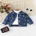 thumbnail image 5 of MEZZALL Girls Denim Jacket Long Sleeve Embroidered Stand Collar Casual Summer Coat For Baby Toddler Infants Daily Wear Soft / 12-18 Months, 5 of 8