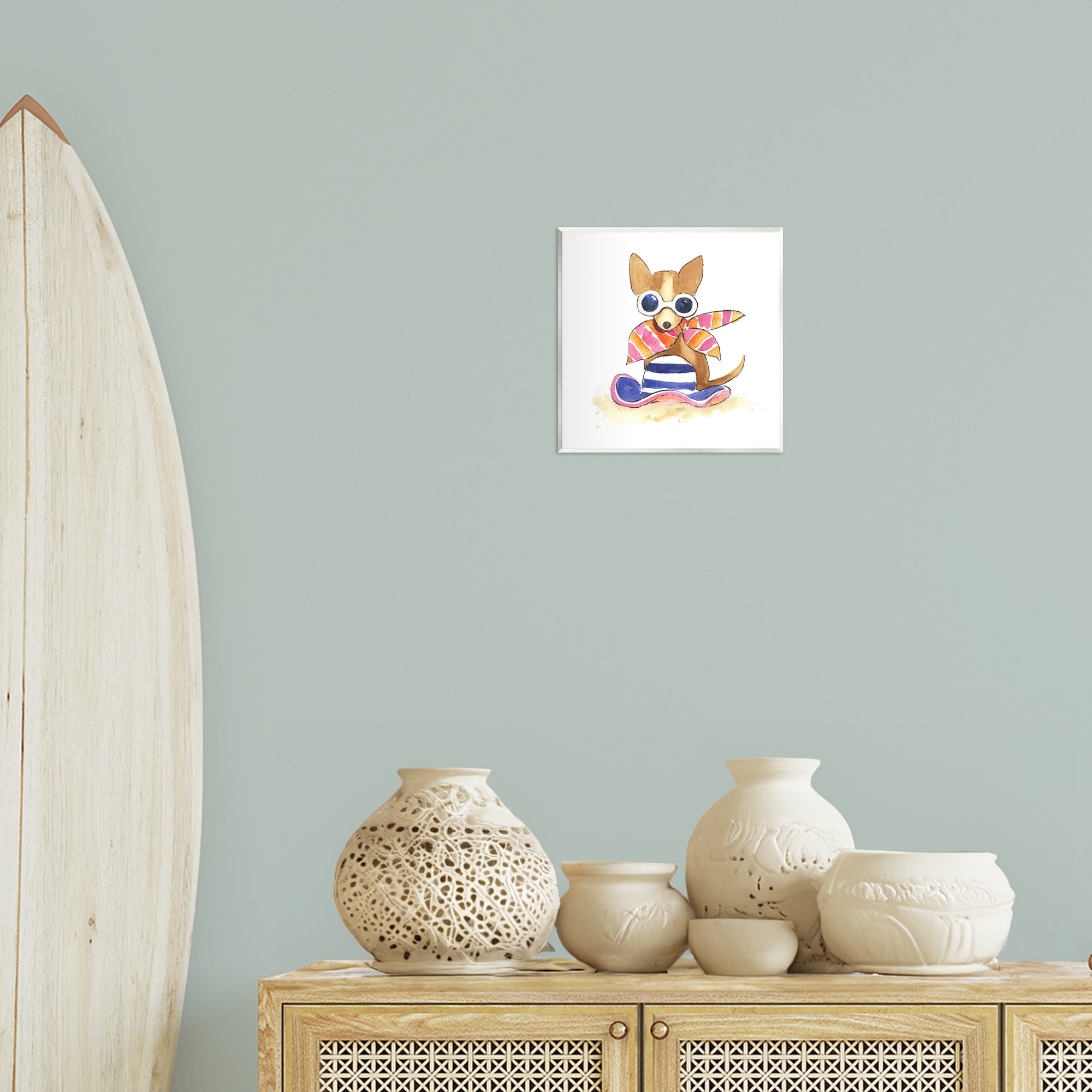 Stupell Industries Sandy Dog on Beach Animals Painting Unframed Art Print Wall Art, 12 x 12