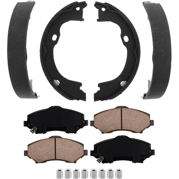 Detroit Axle - Front Ceramic Brake Pads Rear Brake Shoes Kit for Jeep Wrangler JK Liberty Dodge Nitro