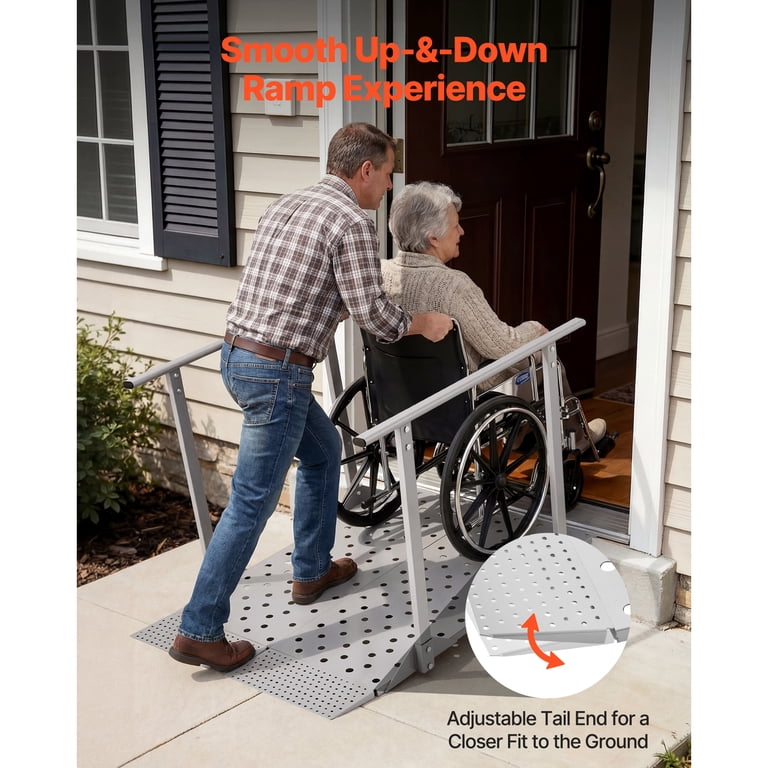 KFFKFF Aluminum Wheelchair Ramp with Dual Handrails photo 2