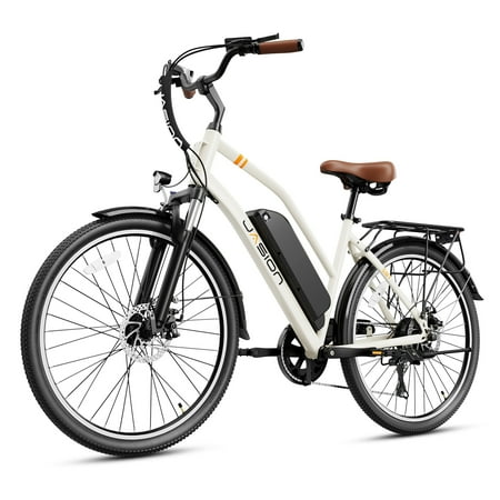 Jasion CB1 Electric Bike for Adults, 500W Motor Ebike with 450Wh Removeable Battery, 26" Electric City Cruiser Commuter Bicycle for Man Woman, Shimano 7 Speed