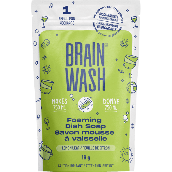 Brain Wash Savon Mousse à Vaisselle Capsule de Recharge - Feuille de Citron