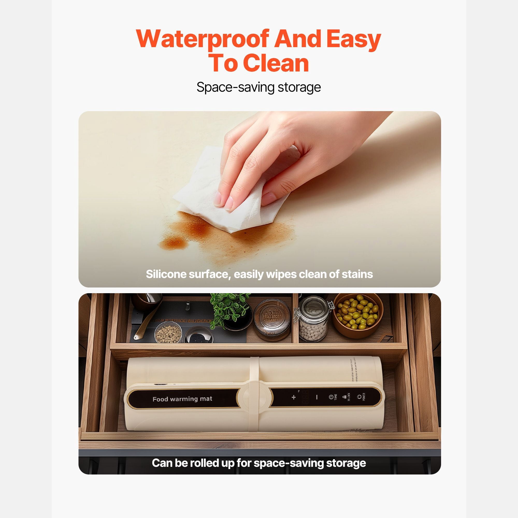 Silicone Warming Mat 19.88x13.86 Inch 9 Temperature Settings 104-248°F 6-Hour Timer Food Warming Tray for Party Buffet