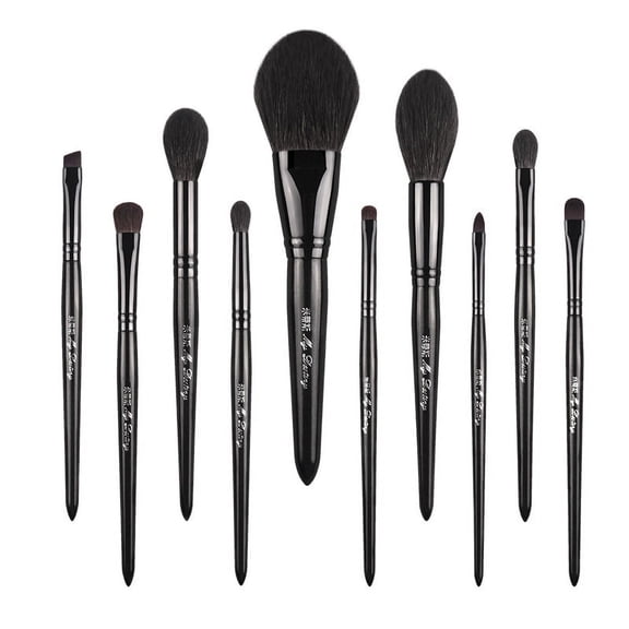 Pearl Black 10pcs Makeup Brushes Set Animal Hair Fiber Hair Ultra Soft Makeup Brush Set Face Beauty Tools