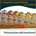 thumbnail image 4 of Horse Race Board Game Racing Game Thickened Solid Wood with 11 Luxurious Durable Classic Metal Horses with 4 Dice and 2 Boxes of Cards Horse Racing Game (Flame Color, Oval), 4 of 5