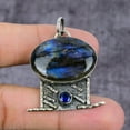thumbnail image 2 of Labradorite, Blue Topaz Gemstone Handmade 925 Sterling Silver Pendant 2.27", 2 of 4