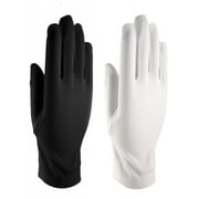 2 Pairs Wrist Length Dress Gloves - 1 Black & 1 White Pair - Dress Up, Church