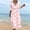 Pink, variant on Ygbgbb Women V‑Neck Polka Dot Maxi Dress, Three‑Quarter Sleeve Hollow Lace Trim Empire‑Waist Flowy Dress for Beach Cover‑Up and Casual Vacation Outings Yellow L