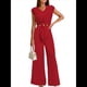 thumbnail image 1 of Conjuntos de Dos Piezas de Verano para Mujer 2025, Top Corto con Cinturón, Mangas y Cuello en V, Pantalones Anchos, Chándal Informal. Rojo XXL, 1 of 7