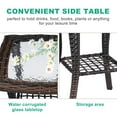thumbnail image 6 of HiiKaa 18in Patio Tables Wicker Side Table,Rattan End Table with Glass Top for Outdoor Outside Patio Porch Deck Square Brown, 6 of 9