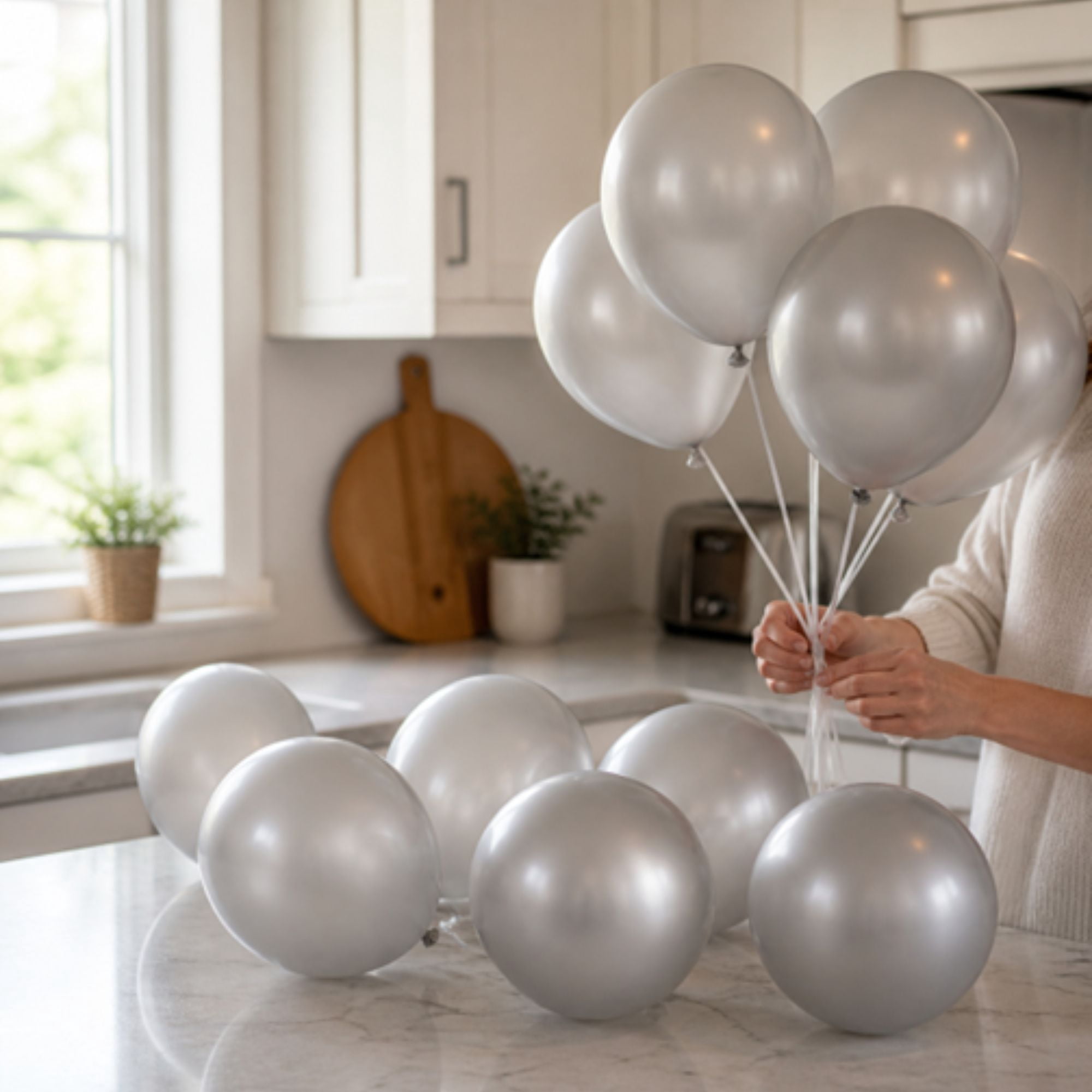 12" Silver Latex Balloons, 15 Pieces, by Way To Celebrate