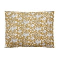thumbnail image 5 of Laurel & Mayfair Block Print Sketched Floral Gold 3-Piece Cotton Voile Quilt Set, King, 5 of 7