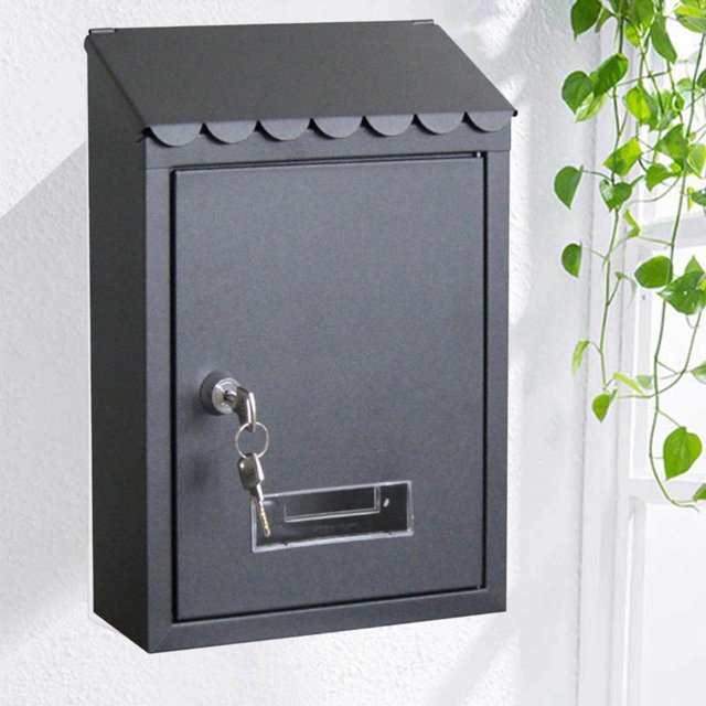 thinsony Rust-proof Mailbox 22x6.5x30cm Wall Mounted Mail Box Secure Case Black 1