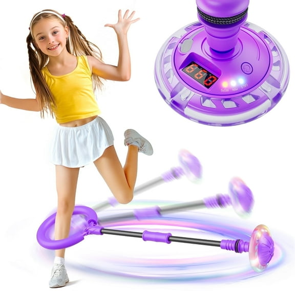 Beefunni Ankle Bounce Ball with Counter, FlexSkip for Kids, with Timer and Cal Calculator, Birthday Gifts for Girls Age 5 6 7 8 9 10 （Purple）