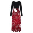 thumbnail image 5 of ICHUANYI Liquidación Vestido maxi informal de playa con cuello redondo y manga con estampado navideño para mujer ICHUANYI WER202308247139, 5 of 5