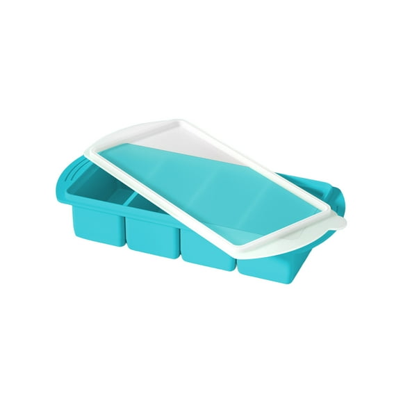Soup Cubes Freezer Tray with Lid Silicone Molds for Food Super Cubes 30x13cm, Freezer Containers for Broth & Portioning