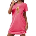 thumbnail image 2 of Blmnix Sleepshirts Moo Moos for Women Nightgown Cotton Nightgowns Moomoo Nightgowns Chemise Pink Short Sleeve Crew Neck Short Mumu Nightgown,XXL, 2 of 7