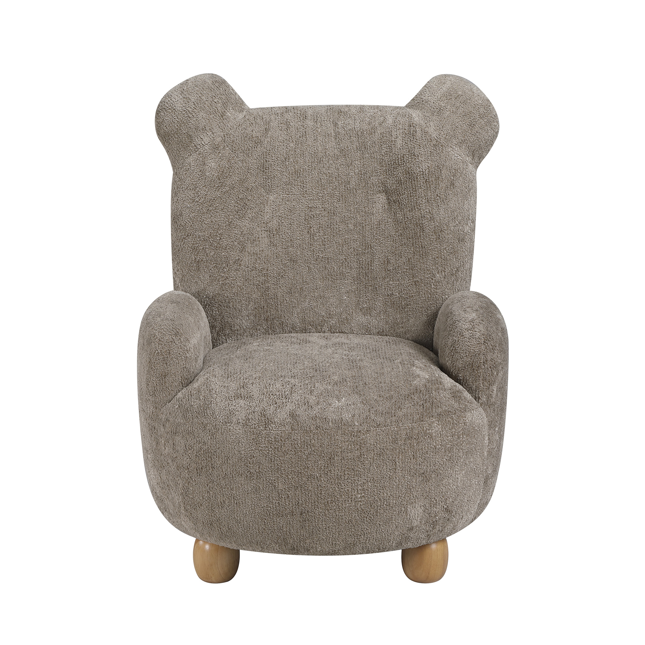 OakvillePark Grove Modern Chenille Cute Bear Shaped Kids Accent Chair, Brown