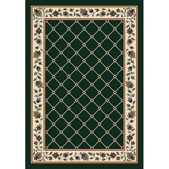 Milliken Signature Area Rug SYMPHONY EMERALD Symphony Emerald Floral Vines 7' 8" x 10' 9" Rectangle