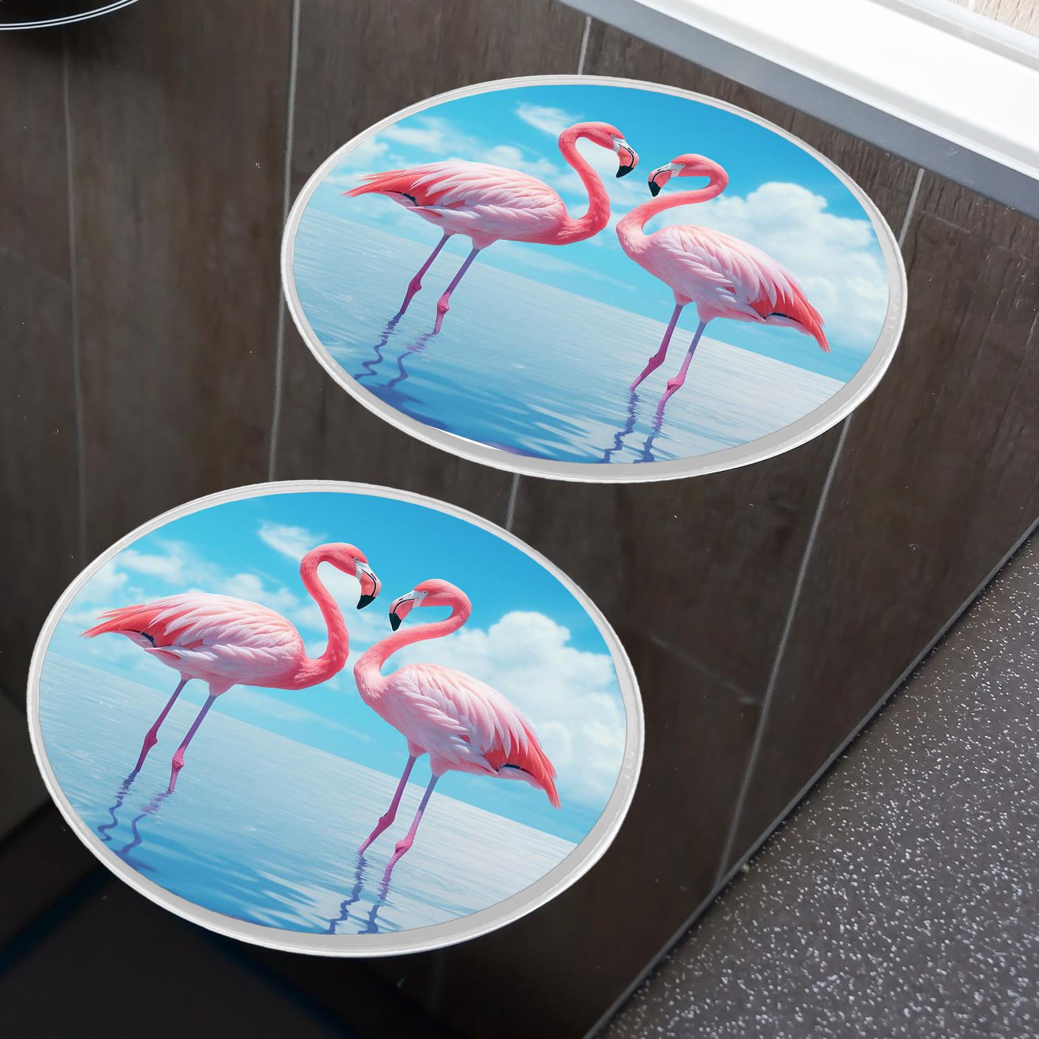 Round Stove Burner Covers 4 Pcs for Home Decor Cooktop Decorative ,Pink Flamingo colorful, Metal Round Stove Burner Covers 8Inch And 10Inch