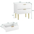 thumbnail image 2 of Modern Fluted Nightstand, White Night Stand with Golden Handles and Metal Legs, Wooden Bedside Table with 2 Drawers for Bedroom Living Room, 2 of 15