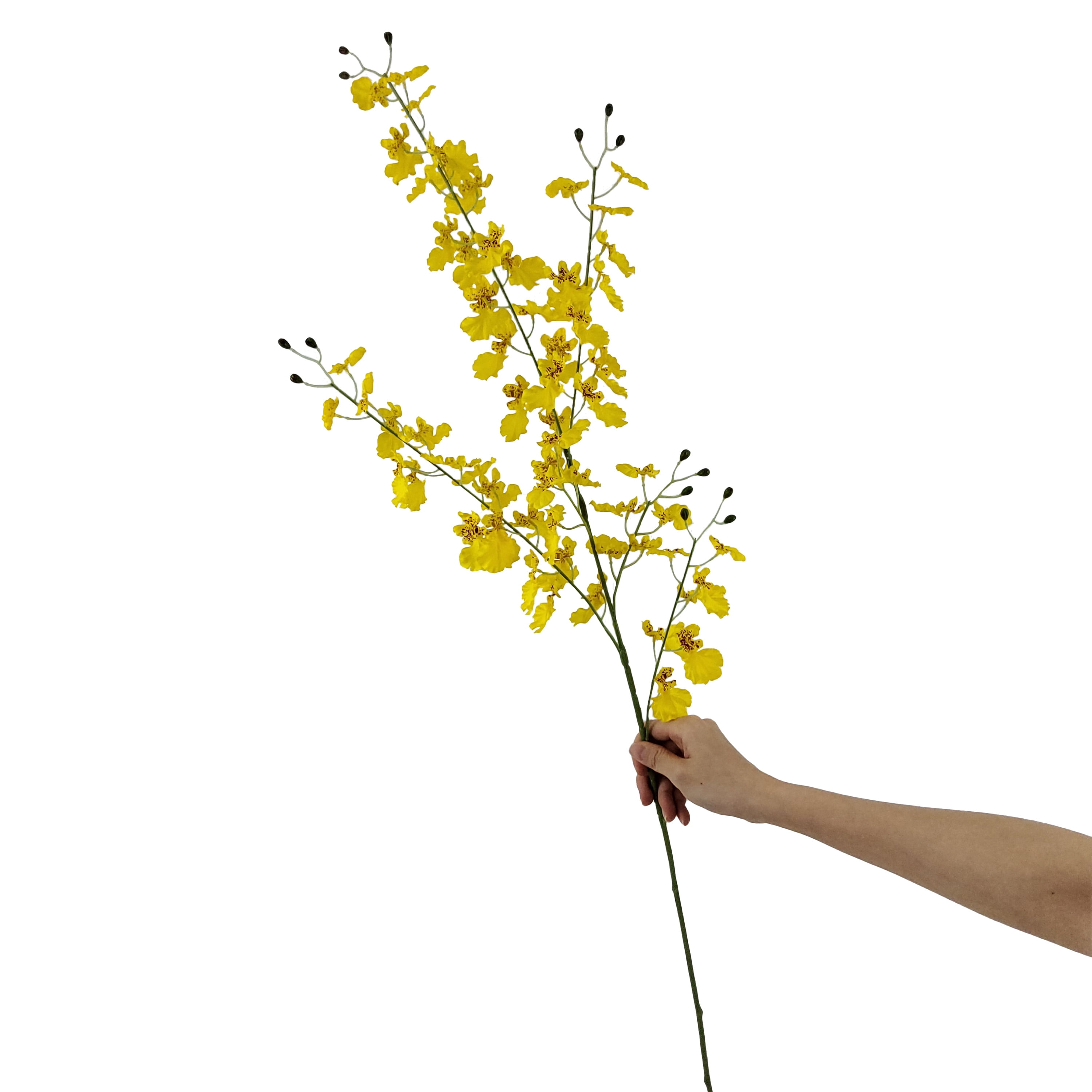 Mainstays Indoor Artificial Orchid Long Stem, Yellow Color. Assembled Product Height 40".