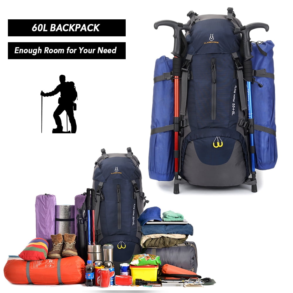 60L Hiking Backpack Waterresistant Outdoor Sport Trekking